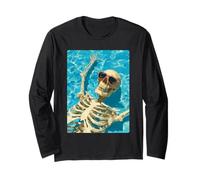 Spooky Skeleton with Sunglasses Gothic Summer Summerween Long Sleeve T-Shirt