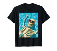 Spooky Skeleton with Sunglasses Gothic Summer Summerween T-Shirt