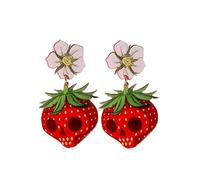 Spooky Skull Earrings for Woman Acrylic Funny Cute Skull Bouquet Halloween Funky Strawberries Earrings Quirky Accessories Holiday Jewelry, Acrylic, No Gemstone