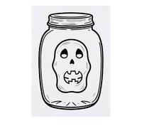 'Spooky Skull In Jar' Temporary Tattoo - Water Resistant, Skin-Safe, Non-Toxic Transfer (TO00078499)