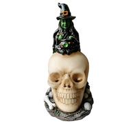 Spooky Skull Lamp, Resin Halloween Table Light, Skeleton Ornament with Soft Glow Lighting Design, Artistic Resin Build System, Horror Decor Style Piece for Bookshelf Bedside Use