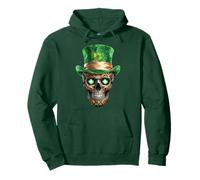 Spooky Skull St Patricks Day Funny Leprechaun Skeleton Irish Pullover Hoodie