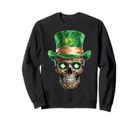 Spooky Skull St Patricks Day Funny Leprechaun Skeleton Irish Sweatshirt