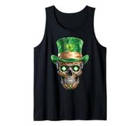 Spooky Skull St Patricks Day Funny Leprechaun Skeleton Irish Tank Top