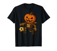Spooky Soccer Player Halloween Pumpkin Head Scarecrow Art T-Shirt