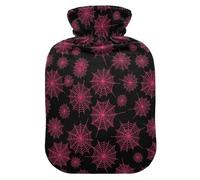 Spooky Spiderweb Circle Black Hot Water Bottle with Cover for Pain Relief Hot Pack for Warming Hands, 2L