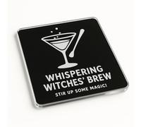 Spooky Spirits Acrylic Coaster Gift for Halloween - Minimalist Cocktail Design, Elegant Home Bar Decor Present