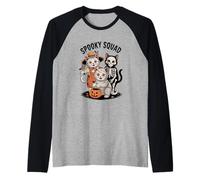 Spooky Squad Cute Halloween Cats in Costumes Raglan Baseball Tee