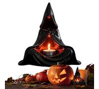 Spooky Tealight Display Stand - Ghost Shape, Black Skull | Resin Halloween Candle Base Tabletop Decoration, Scary Atmosphere Prop for Fireplace, Night Shelf, Party Theme Lights Accessories