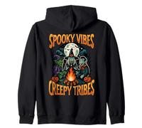 Spooky Vibes Creepy Tribes Halloween Monster Zip Hoodie