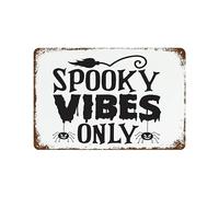 Spooky Vibes Only Cute Halloween Metal Tin Sign Rustic Wall Decor Wall Plaque Home Sweet Home Fall Sign Suitable For Home Garden Kitchen Bar Cafe Restaurant Garage Wall Decor Retro Vintage 5.5x8 Inch