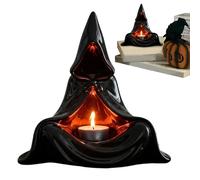 Spooky Votive Candles Stand 9x4x11 Cm Halloween Ghost Witch Candle Holder Synthetic Resin Votive Candle Stand Black Halloween Party Decoration For Desk, Mantel Gathering Study Dining Room