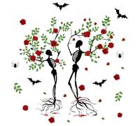 Spooky Wall Decals - 2pcs Skull and Tree Wall Stickers, Self-Adhesive Spooky Wall Decals | Gothic Tree Wall Art Stickers, Spooky Halloween Decals Suitable for Bedroom and Living Room Home Decor