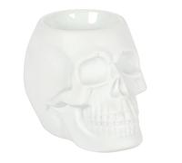 Spooky White Ceramic Skull Oil Burner - 10cm x 10cm (1 Pc.) - Luxurious Design, Premium Material, Aromatherapy Accessory - Ideal for Home & Office Decor