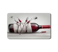 Spooky Wine Bottle Drying Mats For Kitchen Counter, Halloween Absorbent Rubber Dish Mat, Creepy Art PU Leather Drying Pad For Coffee Bar Protector 12x20 Inch