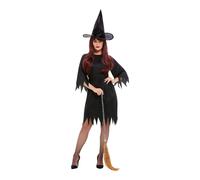 Spooky Witch Costume with Dress, Belt & Hat Smiffys 20421 Halloween Fancy Dress