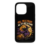 Spooky Witch Pilot Broomstick Full Moon Haunted Vintage Case for iPhone 13 Pro