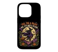 Spooky Witch Pilot Broomstick Full Moon Haunted Vintage Case for iPhone 14 Pro