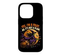 Spooky Witch Pilot Broomstick Full Moon Haunted Vintage Case for iPhone 14 Pro