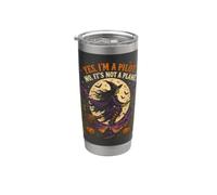 Spooky Witch Pilot Broomstick Full Moon Haunted Vintage Stainless Steel Insulated Tumbler