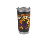 Spooky Witch Pilot Broomstick Full Moon Haunted Vintage Stainless Steel Insulated Tumbler
