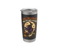 Spooky Witch Pilot Broomstick Full Moon Haunted Vintage Stainless Steel Insulated Tumbler
