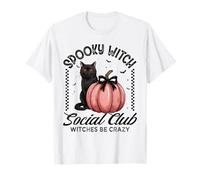 Spooky Witch Social Club Witches Be Crazy Halloween Cat T-Shirt
