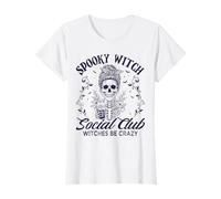 Spooky Witch Social Club Witches Be Crazy Halloween Skeleton T-Shirt
