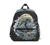 Spooky Wolf Moon Black Toddler Backpack Bookbag Mini Shoulder Bag for 1-6 Years Travel Boys Girls Kids with Chest Strap Clip Whistle