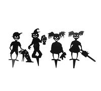 Spooky Zombie Garden Art 4 Piece Outdoor Metal Statues | Create a scary Halloween scene with these cute zombie specter statues for yard lawn and garden decoration