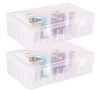 Spool Thread Organiser, Sewing Thread Storage Holds 42 Spool 2PCS Thread Holder Empty Cotton Reel Storage Plastic Leakproof Sewing Box for Sewing Embroidery Spools Transparent (Transparent)