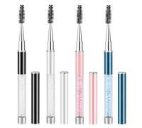 Spoolies Mascara Wands with Cap, 4 Pcs Portable Eye Lash Brush Wands Reusable Travel Eye Brow Brush Applicator Comb Makeup Tools for Eyelash Extensions Supplies, Make up Accessories for Women