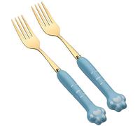 Spoon 2-Piece Creative Cat Claw Fruit Fork, Stainless Steel Dinner Forks, for Home Coffee Shop Dessert Salad Flatware(B)