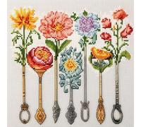 Spoon Cross Stitch Kits - Counted Cross Stitch Kits for Beginners Adults,11 CT Patterns Dimensions Embroidery Kits Arts Craft Kits, Home Decor 19.7 x 19.7in,50x50cm（4）