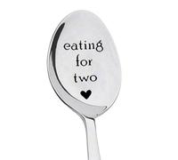 Spoon for Women, Pregnancy Gift for New Mum, Stainless Steel Dessert Spoons, Long Handled Coffee Spoons, Eating for Two Gift for Pregnant Mom, Female Friends Coffee Tea Lover Gift
