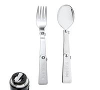 Spoon Fork for THERMOS FUNTAINER Food Jar 16 Oz, Multifunctional Folding Spoon and Fork Replacement Portable Tableware Metal Serving Spoon for Picnic Travel Outdoor (1 Fork, 1 Spoon)