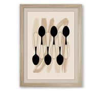 Spoon Geometry Minimalist Framed Wall Art Print A1 (84.1×59.4cm) Oak, Wall Decor for Living Room, Bedroom, Office & Home, Ready to Hang, Art Gift