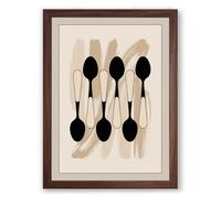 Spoon Geometry Minimalist Framed Wall Art Print A2 (59.4×42cm) Walnut, Wall Decor for Living Room, Bedroom, Office & Home, Ready to Hang, Art Gift