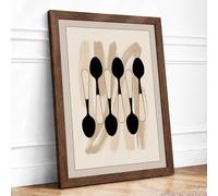 Spoon Geometry Minimalist Framed Wall Art Print A2 Walnut