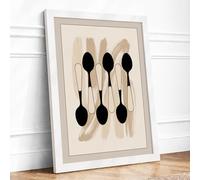 Spoon Geometry Minimalist Framed Wall Art Print A2 White