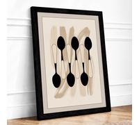 Spoon Geometry Minimalist Framed Wall Art Print A3 Black