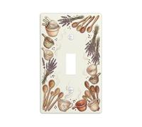 Spoon Kitchen Single Light Switch Cover Plate, Rustic Traditional Lavender Measuring Cup Fall Brown Plastic Standard Size Switch Plate Decorative for Home Living Room New Apartment Decor (Single)