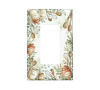Spoon Kitchen Single Rocker Light Switch Cover, Rustic Vintage Jar Whisk Fall Green Plastic Standard Size Accents Wall Switch Plates for Home Living Room New Apartment Decor