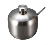 Spoon Lid Seasoning Pot Salt,Useful Stainless Steel Sugar Bowl Gold Silver,Large Capacity Storage Jar (style five)