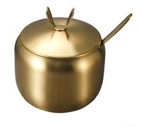 Spoon Lid Seasoning Pot Salt,Useful Stainless Steel Sugar Bowl Gold Silver,Large Capacity Storage Jar (style two)