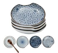 Spoon Rest for Kitchen, Ceramic Spoon Rest for Stove Top, Spoon Holder Set of 4 Kitchen Counter Coffee 4.8 Inches Heat Resistant Utensil Rest for Countertop, Tea Bag Holder Dish, Dishwasher Safe