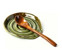 Spoon Rest for Kitchen Counter,Ceramic Spoon Holder,Ceramic Utensil Holder,Cooking Utensil Kitchen Spoon Rest -Essential Kitchen Gadgets & Accessories (Kiln Green)