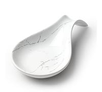 Spoon Rest for Stove Top, Ceramic Spoon Holder, Spoon Rest for Kitchen Counter, White Marble Coffee Spoon Rest, Heat-Resistant Cooking Utensil Rest for Ladles, Spatula, Tong, ANTIS'S HOME