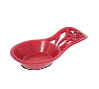 Spoon Rest for Stove Top - Vintage Durable & Unbreakable Cast Iron Spoon Rest Ladle Holder for Kitchen Counter with Flower Pattern, Red