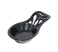 Spoon Rest for Stove Top - Vintage Durable & Unbreakable Cast Iron Spoon Rest Ladle Holder for Kitchen Counter with Flower Pattern, Black